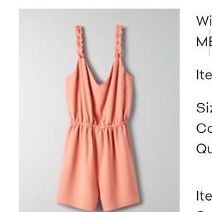 Aritzia Romper - tawny Orange medium